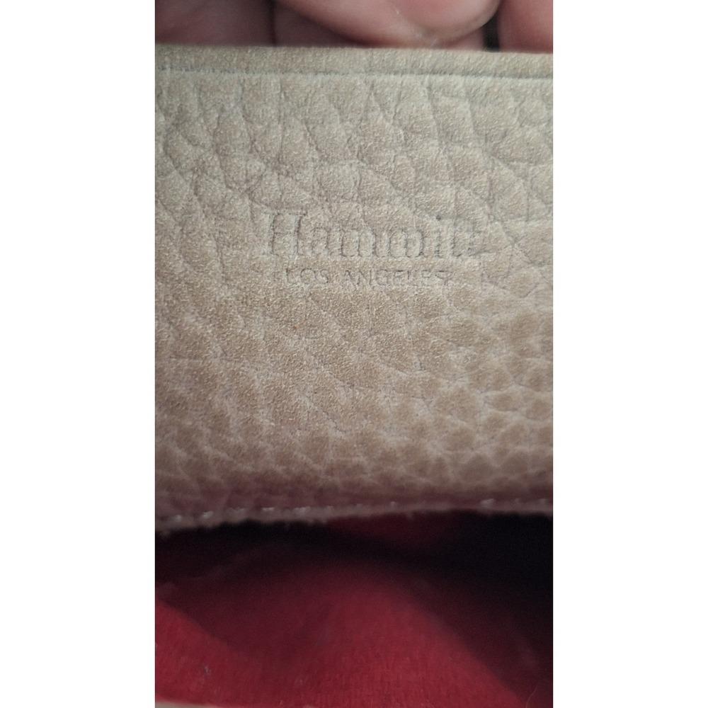 Hammitt Los Angeles Taupe Pebbled Leather Crossbody Bag Gold Rivets Red Lining - Picture 7 of 9
